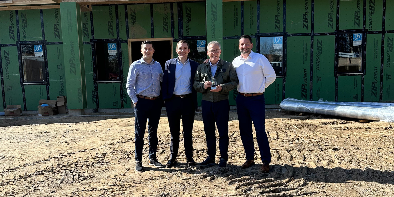 Brandon Loomis, Nick Rivette, Clarence Rivette and Eric Finnigan on site at a Department of Veterans Affairs project